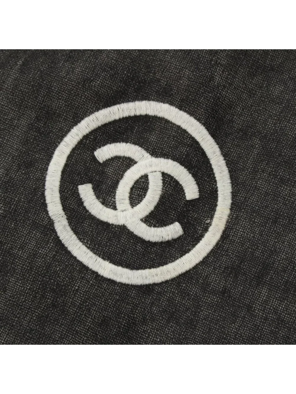 Chanel CC Logo Shawl Black White Scarf